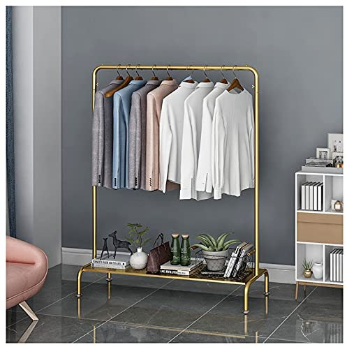 Basketballkorb 160cm Hoher Kleiderständer, 25mm Verdicken Kleiderstange Schwerlast Garderobenständer für Schlafzimmer Büro, Gold (Size : 150cm)