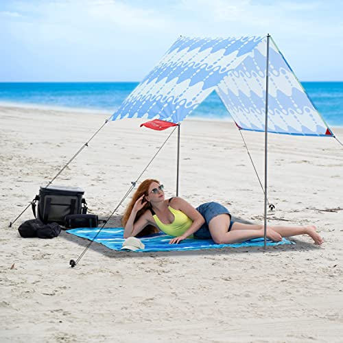 Red Suricata Teepee Sonnensegel Strand – Sonnenschutz Strand für 1–2 Personen, UPF50 Strandschirm mit 2 Aluminiumstangen & Querstange, 4 robuste Bodenanker-Schrauben – leichtes Sonnenzelt