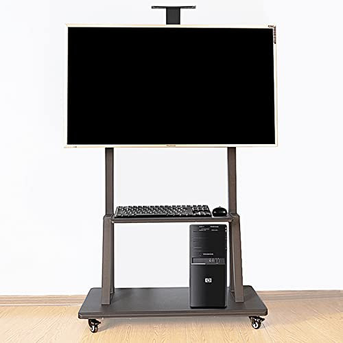 SRHIMEOS Mobile TV Stand Mobile TV Cart Floor Stand for 50-84 inch TVs and LED LCD Screens Large Base Height Adjustable, Black Universal Tall TV Mount Trolley,Up to VESA 900x600mm