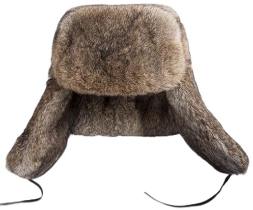 Ciamlir Russische Mütze Wintermütze Uschanka Verdickte Wärme- Und Kältebeständige Outdoor-Ohrklappe Aus Baumwolle Ohrenklappe Männer Schneekappen,Braun,60-65Cm