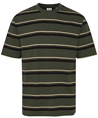!Solid SDVicente Herren T-Shirt Kurzarm Shirt Basic Rundhals-Ausschnitt Casual Fit Streifen, Größe:L, Farbe:Thyme (190309)