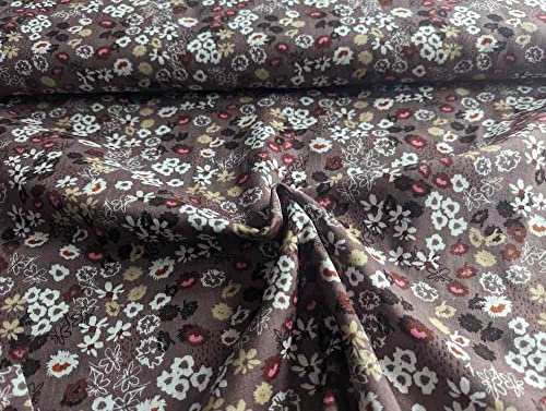Gauze, Musselin Stoff Blumen Mauve als Meterware zum Nähen, 50 cm