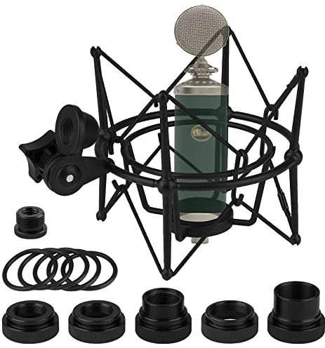 Geekria For Creators Mikrofon-Stoßdämpferhalterung, kompatibel mit Blue Ember, Bluebird SL, Babybottle SL, Spark SL, Kiwi Mic Anti-Vibration Suspension Adapter Klemme Mikrofonhalter Clip (Schwarz)