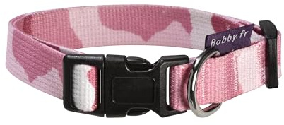 Bobby Camouflage - Strapazierfähiges, bequemes, verstellbares, maschinenwaschbares Hundehalsband aus Nylon, Pink - S/25-40 x 1,6 CM
