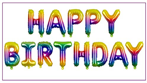 Buchstaben Girlande Happy Birthday Regenbogen Folienballon Deko Geburtstag Kinder Erwachsene Kindergeburtstag Bunte Partykette