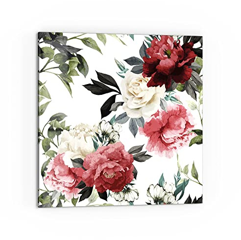 DEQORI Küchenrückwand Glas | Motiv Bunte Pfingstrosen | 60x60 cm | Bad- oder Herd-Rückwand | Herdblende Spritzschutz für Küche & Badezimmer | moderne Deko für Fliesenspiegel