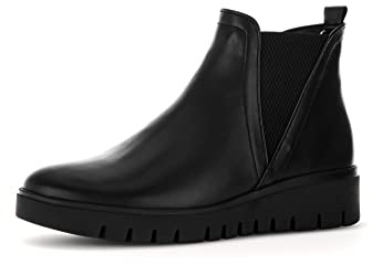 Gabor Damen Chelsea Boots, Frauen Stiefeletten,Komfortable Mehrweite (H),uebergangsstiefel,Schlupfstiefel,warm,schwarz (Mel.),39 EU / 6 UK