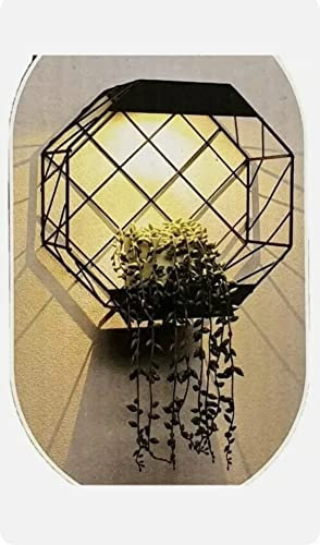 RA-HOMESTORE® Solar Powered Geo Metal Shelf Wall Planter Light Up Your Garden on Those Warm Summer Nights With The Warm White LED Light Turns on Automatically At Dusk 27 x 12 x 27cm (Approx.)