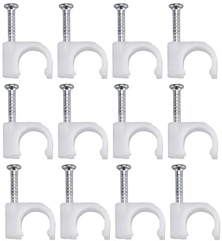 WedDecor Cable Clips with Steel Nail, Strong Round Nails Clips, Cable Wire Tidy Clips Pins, Cable Tacks for Ethernet, Electrical Cables, Wires, Nail Clips Cable Management, 8mm, 100pcs