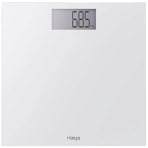 Haepi - Elektronische Personenwaage mit großem Tablett, großem Display, großen Ziffern und großer Anzeige, Personenwaage Design und präzise, maximale Kapazität von 180 kg, inklusive Batterien