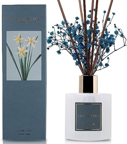 Cocorrína Diffusore Profumo Ambiente - 200ml Diffusore profumato di Cashmere Vaniglia con bastoncini Diffusore di olio essenziale di fragranza per la casa per la decorazione della mensola del bagno