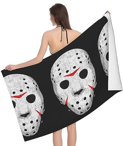 BUULOO Horror Skull Badetuch, 80 × 130 cm, Mikrofaser, schnelltrocknend, Pool-Handtuch, Badetuch, super Softbeach, Sauna, Strandtuch, Geschenkideen, für Männer und Frauen