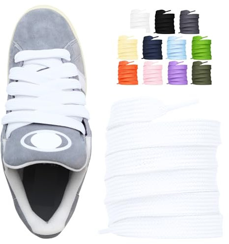 Slaace Breite Schnürsenkel für Sneaker – 18 mm breite Baumwollschnürsenkel als Ersatz für breite Campus, KNU Skool Sneaker – langlebige dicke Schnürsenkel - Fat Laces für Sportschuhe