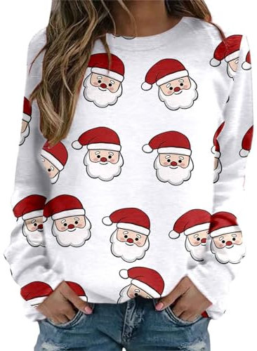 XTBFOOJ Weihnachten Langarm Shirts Damen Rentier Bambi Schneemann Weihnachts Hoodie Handtasche Damen Blazer Damen sportlich Jacke Damen lang Zip up Hoodie Crop top Lange Weste Damen
