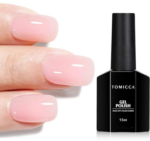 TOMICCA UV Nagellack Milchig Rosa,15ml Milchig Rosa Gel-Nagellack, Gel UV LED Soak Off Manicure Gel Lacquer Varnish
