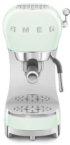 Smeg ECF02PGUK Espresso Coffee Machine with 15 Bar Pump, 1350W, Pastel Green