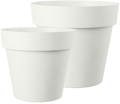 Kreher XXL Pflanztopf/Pflanzkübel rund mit 79 cm / 58 cm Durchmesser, ausstattet mit Rollen! Der Eye-Catcher für Garten, Terrasse, Restaurants & Gewerbe! (Weiß, XL+XXL)