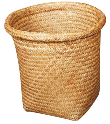 MAGICLULU Panier De Rangement Tissé Paille Naturel Capacité Importante Design Rond Panier Décoratif Et Organiseur Multifonctions Pour Salon Et Maison Couleur Orange