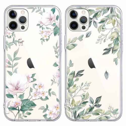 Yoedge 2 Pack Transparent Flower Phone Case Compatible with iPhone 11 Pro Max 6.5, Ultrathin Soft Silicone TPU with Aesthetics Pattern, Shockproof Bumper Protector Cover for iPhone 11 Pro Max