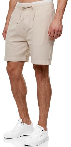 Indicode Herren INMargera Chino Shorts mit Kordelzug und 4 Taschen | Bermuda Sommershorts für Männer Fog, L