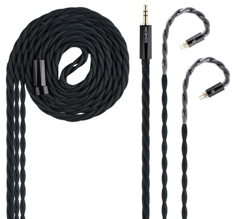 NICEHCK MeetEva IEM Cable, Silver Copper Alloy Upgrade Cable, Silver Plated OFC in Ear Monitor Cable, Balanced Cords with mmcx/2 pin for Audiophile Musician Replacement Cable (3.5mm with 0.78 2Pin)
