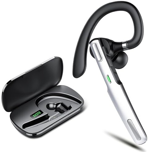 Bluetooth Headsets, Hands Free Earpiece, V5.3 in Ear Headphone with Dual ENC Microphone, 100H Talk, IPX7 Earphones for Driving