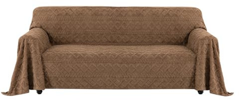 Easy-Going Jacquard Flanell Sofa Couch Überzug 3 4 Sitzer, Rutschfester Sofabezug Sofaschutz Hund Katze, Weiche Sofadecke für Bett, 1 Stück Waschbarer Sofaüberwurf, 203X338 cm/80X133 in, Kamel