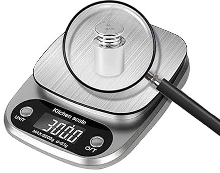 Küchenwaage bis 5kg, Elektronische Lebensmittelwaage, batteriebetrieben, digitale Küchenwaage mit hintergrundbeleuchtetem LCD-Display, Multifunktionswaage für Zuhause HDWR wagPRO-K5B