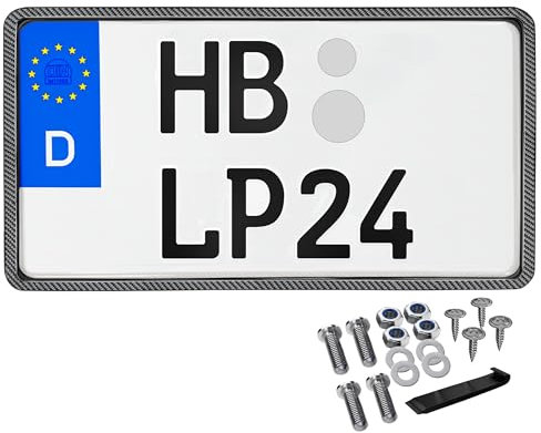 Kennzeichenhalter 255x130 Carbon Optik Leichtkraftrad Motorrad Nummernschildhalterung Traktor 255 x 130 Kennzeichenhalterung Kennzeichenverstärker Anhänger Kennzeichen Halter mit Befestigungsmaterial