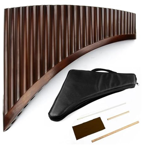 Flûte De Pan Pour Débutants Flûte de Pan à 25 tuyaux en sol Instrument à vent facile à apprendre et à jouer.(25-RIGHT-BIG-G)