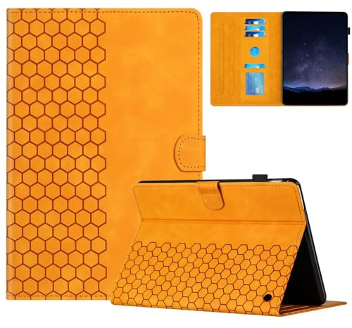 Mldjomid Funda Tableta Compatible con Amazon Kindle Fire 7 2022 12.ª generación 7 Pulgadas PU Flip Protectora Carcasa con Función de Soporte Compatible para Kindle Fire 7 Cover Case- Amarillo