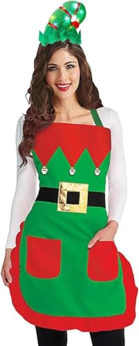 XIABYAYU 2PCS Weihnachtself Kostüm, Weihnachtselfen Kostüme, Weihnachtself Kostüm Kinder, Weihnachtself Kostüm Junge, Weihnachtself Kostüm Damen, Schürze+Hut, Perfekt für Weihnachten und Karneval