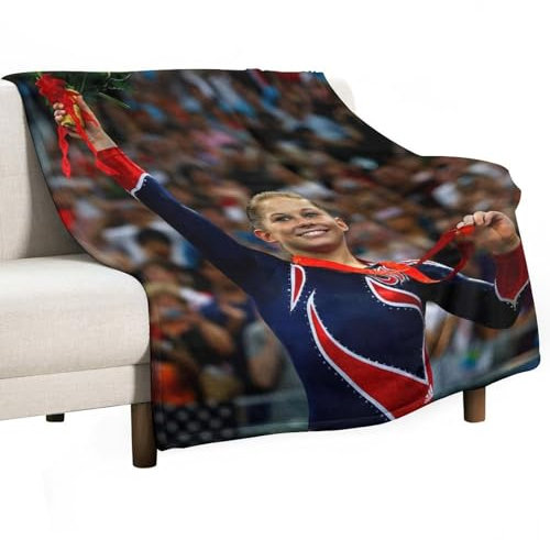 YOUMAN Shawn Johnson American Gymnastics Poster Athlete Bed Flanelldecke, gemütlich, Plüsch, leicht, Fleece-Überwurf, Decken, alle Jahreszeiten, für Sofa, Couch, 152,4 x 203,2 cm