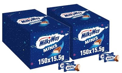 Milky Way Minis Schokoriegel, Schokolade Großpackung, Lockere Milchcreme, 2 x 150 x 15.5g, 4,6kg