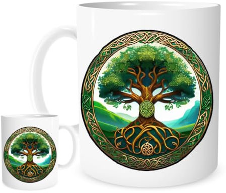 11OZ Celtic Tree of Life Mug for Tea or Coffee, Celtic Design, Pagan, Folklore.
