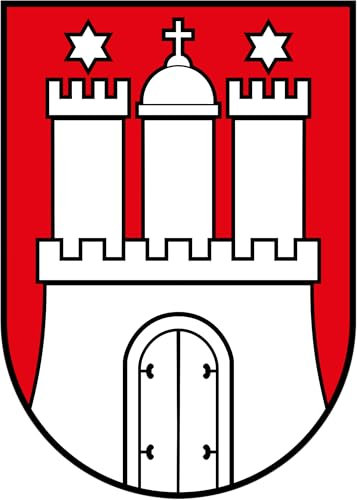 Aufkleber Autoaufkleber Car Sticker Hamburg Wappen Sticker Flagge Fahne ca. 7x10cm !NICHT Konturgeschnitten!