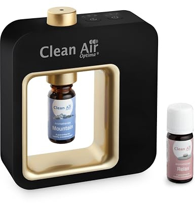 Clean Air Optima AD-304B Wasserloser Aroma-Diffuser – Wiederaufladbar & Mobil – PZT-Technologie – Flüsterleiser Aromazerstäuber für Ätherische Öle – Kompaktes Design – Schwarz