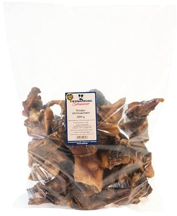 Tiernahrung Schwenner Rinderohrmuscheln getrocknet - Hundeleckerli - Kauknochen und Zahnpflege Hund – 2,5 kg - Hunde Kauartikel