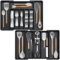 Lifewit Organizador Cubiertos y Soporte Utensilios para Cajon, Extensible Bandeja para juego de menaje para Cocina, Ajustable porta para Separador Herramientas/Cuchara/Tenedor/Cuchillo, Grande, Negro