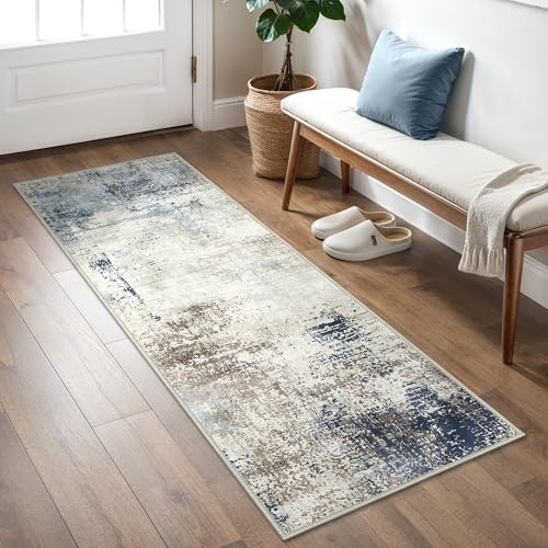 BEIMO Moderner Läufer Teppich 60x120 cm, Waschbar & rutschfest | Abstrakt Design, Kurzflor Klein Carpet, Rutschfest, Für Eingang, Flur und Bettvorleger Schlafzimmer, Pflegeleicht