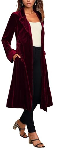 Women Open Front Lapel Velvet Cardigan Jacket Velour Long Blazers Duster Coats