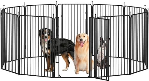 Yaheetech Welpenauslauf 12-teilig 100cm hoch, Welpenlaufstall mit integriertem Schloss, Geräuscharme Rohre, Bodenschoner, 8 mm Verstärkte Metalldrähte, Hundelaufstall für Wohnung & Garten