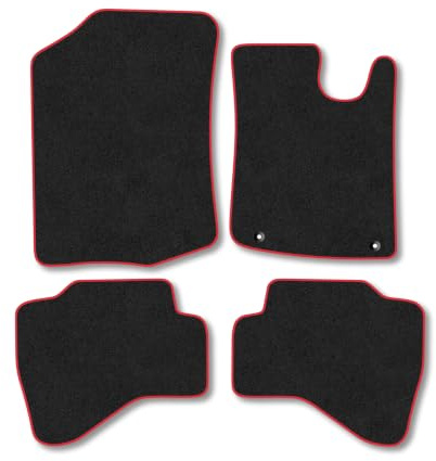 Citroen C1 (2005-2012) Carpet Car Mats | Red Edge Trim Tailored Fit Floor Mats Full Coverage Protection Accessories Easy Clean Anti Slip Made in the UK
