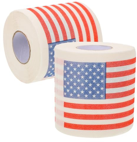 COLLBATH 2 Set Rotolo Di Carta Con Bandiera Americana Mobiletto Laterale Per Wc Toilette Sedile Del Water Tergipavimento Carta Igienica Bandiera Nazionale Bagno Polpa Di Legno 2 * 2