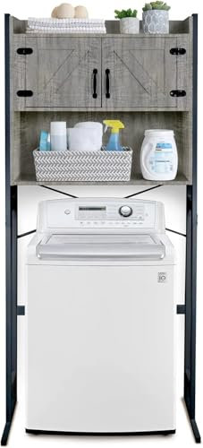 Lijiaxiuyc-101 bathroom cabinet Washer Or Over The Toilet Storage Cabinet Height Adjustable Shelf Laundry Room/Bathroom Organizer bathroom storage