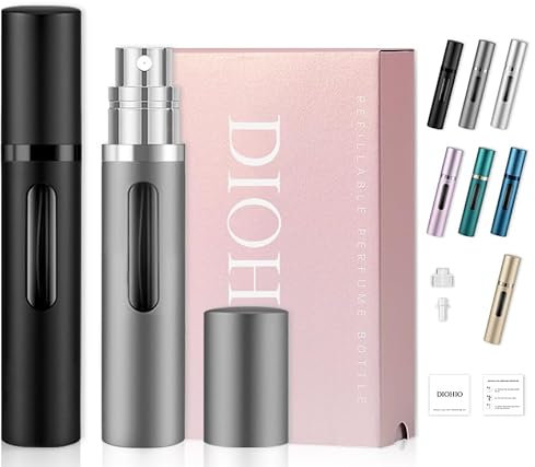 Atomizador de Perfume Recargable, 8 ml, Dispensador Portátil de Bolsillo, Negro (negro gris)