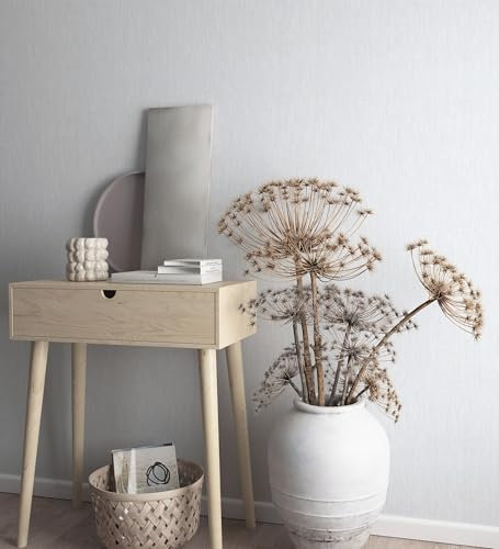 GAULAN 128782 Papier peint vinyle effet textile gris clair avec texture en relief pour mur salon cuisine bain chambre couloir meuble stanza salle à - Rouleaux de 10 m x 0,53 m