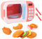 Jouet Micro-Ondes, Jeu de Micro-Ondes Jouet (13pcs) 7x4x6 Pouces ABS alimenté par Batterie Comprend Le Four, la Fourche, Le Couteau, Le Pain, Le Poulet et Les Accessoires de Cuisine Plus interactifs