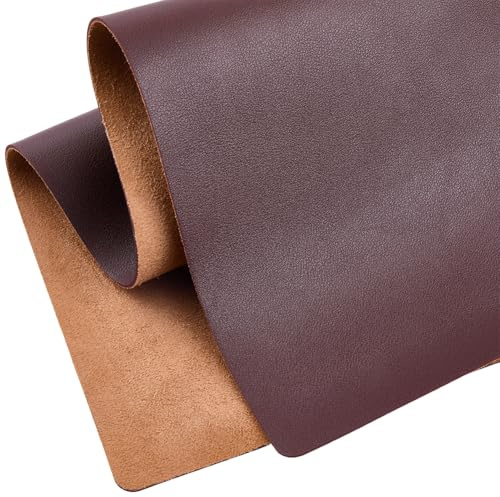 CALFOVERA 60cm x 33cm x 1.5mm Tooling PU Leather Upholstery Fabric Scratch-Resistant Soft Leatherette Sheet Waterproof Synthetic Dark Brown Faux Leather Vinyl Roll for DIY Crafts