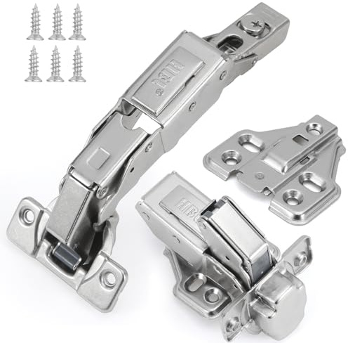 HBL' 4 Pack 165° Soft Close Cabinet Hinges, 35mm Full Overlay European Concealed Hinges for Frameless Kitchen Cabinets, Wide Opening Corner & Lazy Susan Cabinet Hinges